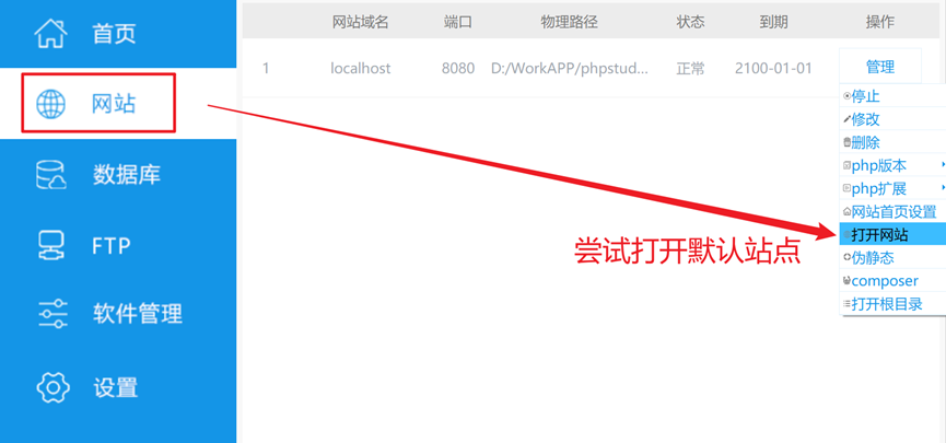 打开网站